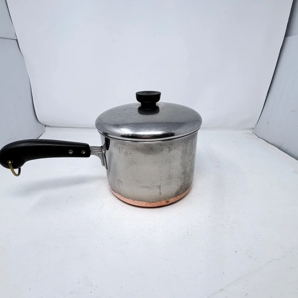 Vintage Revere Ware Pre 1968 3 Qt Copper Bottom Saucepan Pot Lid Process Patent